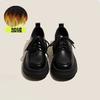 Zapatos de cuero negros de suela gruesa para aumentar la altura con cordones para mujer 2024 Primavera y Otoño Nuevos zapatos individuales de estilo británico retro brillantes