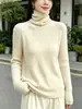 Suéter de punto de terciopelo Andy de tres hilos para mujer, estilo holgado extragrande, nueva capa base de cuello alto para otoño e invierno, suéter grueso de cuello superpuesto