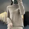 Gola alta de malha de primeira linha 100 outono e inverno nova lã cor sólida pronto para usar peça íntima suéter de lã pura camisa base gola alta feminina