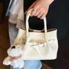 Nuevo Estilo Primavera y Verano Fresco y Elegante Moda Coreana Bolso de Mano Cesta de Mimbre Bolso Cruzado Versátil de Nicho para Viajes y Uso Diario para Mujeres