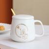 Canecas Personalizadas para Casal, Par de Xícaras de Cerâmica com Tampas e Colheres, Xícaras de Café, Copos de Água 520, Porcelana Branca para Presente
