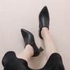 Sapatos Profissionais Versáteis Huizhou para Mulheres Primavera 2024 Bico Fino com Strass Salto Bloco Chunky Retrô Sapatos Femininos Moda Casual