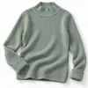 Otoño Invierno Comercio Exterior Ropa Infantil Suéter de Punto Vertical con Cuello Medio Alto Mezcla de Lana Color Sólido Tops para Niños y Niñas Transfronterizo