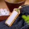 Collar con colgante incrustado estilo palaciego para mujer, exquisito jade natural, cadena geométrica retro de moda para la clavícula con temperamento elegante