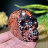 Adorno de calavera de cristal natural, calavera de cristal pulida a partir de piedra en bruto, adorno mineral original, decoración de Halloween