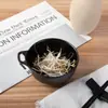 Tazón Redondo Pequeño Negro de Melamina con Asa, Plato para Guarnición, Plato para Salsa para Fondue de Hotel y Restaurante, Plato para Salsa de Soja, Vajilla para Condimentos, Uso Comercial