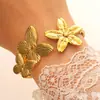 Pulseira Feminina de Aço Inoxidável Estilo Ins Moda Transfronteiriça Europeia e Americana Flor de Bambu Gota d'Água Geométrica Abertura Pulseira