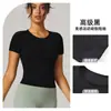Roupas de Yoga Europeias e Americanas Transfronteiriças Justas Manga Curta Slim Fit Casuais Tops Esportivos Pilates Corrida Fitness Camiseta