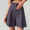 Shorts de Traje Plisados de Cintura Alta Transfronterizos Estilo Europeo y Americano Primavera/Verano 2026 Nuevos de Lino Sueltos Adelgazantes de Pierna Ancha Casuales