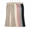 Estilo Puramente Sexy, Ceñidor de Cintura, Adelgazante, que se ajusta a la Cadera, Pantalones Ligeramente Acampanados, Pantalones Largos Casuales de Estilo Perezoso para Yoga y Fitness de Cintura Alta con Cordón