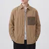 2026 nueva chaqueta de camisa casual de manga larga con bloques de color y patchwork retro estilo montaña para hombre, algodón estilo americano minimalista old-money