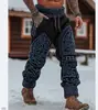 Calça Casual de Outono e Inverno 2025 para Exportação Transfronteiriça, Novo Estilo de Natal, Estampa Digital 3D, Cordão, Cintura Média, Forro de Lã