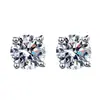 Aretes de Cuatro Garras Más Vendidos, Elegantes Aretes de Diamante Blanco Redondo Corte Princesa, Aretes de Cuatro Garras para Mujer, Fiesta de Boda