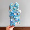 Nuevo set de accesorios para el cabello de princesa de hielo azul con alas de ángel, moño, pinza BB y combinación de banda elástica para niñas