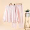 Estilo Muji Novas Listras Degradê Pijama de Algodão Gaze Dupla Conjuntos para Casa Primavera, Outono e Verão para Homens e Mulheres Casais