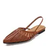 Sandalias de Punta Caladas Nuevo Vintage Rayadas de Punta con Tira Trasera Planas Verano Zapatos Romanos H3308-8