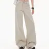 Calça jeans wide leg cor damasco para mulheres, nova coleção primavera/outono 2026, estilo retrô americano, cintura baixa, caimento solto, efeito emagrecedor, calça reta casual