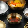 Tigela pequena de aço inoxidável 304 estilo coreano Coreia do Sul dourada camada única tigela de cozimento tigela de kimchi comercial prato de molho de imersão tigela de arroz