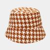 Ins Estilo Pequeño Fragante Elegante Patrón Rugoso de Espiga Sombrero de Pescador Moda Femenina Otoño e Invierno Espesor Cálido Sombrero Cubo Sombrero Casual