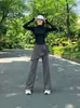 Conjunto de yoga fitness adelgazante para mujer, chaqueta cárdigan de manga larga, pantalones falda con cordón que cubren la cadera, conjunto de dos piezas para correr y deportes al aire libre