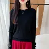 Suéter de punto trenzado retro con cuello redondo para mujer, principios de otoño, suave y cómodo, corte holgado, efecto adelgazante, top de punto versátil de manga larga para usar como capa base
