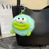 Chaveiro Pingente Bola de Carvãozinha de Pelo de Raposa Boca Grande Fofo Boneca Bola de Pelúcia Decoração de Mochila Bolsa