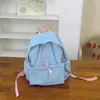 Mochila Infantil Macaron Cor Sólida Plissada Unissex Crianças Bolsa de Ombro Duplo Bordado Estiloso Letra Jardim de Infância Bebê Bolsa Escolar
