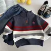 Suéter Infantil 26 Otoño/Invierno Niños Marca de Moda Patrón de Perro Suéter de Punto Rayado Suéter Pulóver con Media Cremallera para Bebé y Niño Pequeño