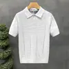 Camisa polo, camisa de punto, camiseta de manga corta para hombre, patrón de rombos calados, estilo old money, seda helada transpirable, verano, venta al por mayor de fábrica transfronteriza