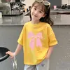 2026 Novo Estilo Camisetas de Verão para Crianças Grandes Camiseta Roupa de Verão para Crianças Algodão Puro Manga Curta Roupa para Meninas Camiseta de Manga Curta para Meninas