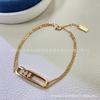 Novo Produto Pulseira Deslizante Mei Jia Grande com Três Diamantes para Mulheres, Pulseira Elegante e de Alta Qualidade com Cravação Completa de Diamantes, Item Popular Transfronteiriço