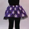 Exportado para a Europa e América, Popular Saia Tutu Infantil de Halloween com Estampa de Fantasma Branco e Chapéu de Bruxa, Meia-Saia 22