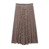 Para Comércio Exterior Transfronteiriço Europeu e Americano Roupas Femininas Aliexpress Mais Vendidas Verão Simples Versátil Saia de Xadrez Pequeno com Acabamento em Renda