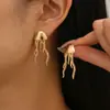 Estilo Ins Minimalista Elegante Personalidad Borla Accesorio Moda Forma de Medusa Acero de Titanio Chapado en Oro Brillante Pendientes
