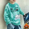 Otoño 2026 Nuevo Estilo Niños Elegante Estampado Tie-dye Cuello Redondo Sudadera con Capucha Informal Moderna Holgada para Niños Medianos y Grandes