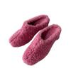 Pantuflas Maomao rojas para mujer con tacón medio y Baotou para invierno con forro polar y tacón grueso.
