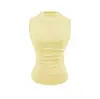 Top de tirantes sexy para chica, cuello medio alto, sin mangas, cintura plisada ceñida, nuevo de verano, corte ajustado, camisa básica de puro deseo para mujer