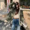 Parka de trabajo engrosada de lana de cordero del mismo estilo que Zhao Lu Si para mujer, chaqueta cálida nueva de longitud media