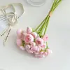 Ramo de Flores de Loto Atadas a Mano de 8 Cabezas, Ramo de Flores de Rosa, Camelia y Peonía, Ramo de Mano para Novia