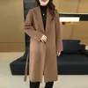 26 Nuevo Abrigo de Lana Doble Cara Otoño e Invierno, 100% Lana Australiana, Amigable con la Piel, Estilo Largo, Versátil para el Trabajo, Elegante y con Estilo