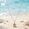 Colar Estilo Verão à Beira-Mar com Estrela-do-Mar Rosa e Concha, Acessório Doce e Descolado Versátil para Meninas, Novo Colar para Clavícula