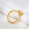 Ventas Directas de Fábrica, Anillo de Perla Tridimensional Elegante, Anillo de Acero de Titanio Color Cáscara de Huevo, Moderno y que No se Desvanece, Anillo Apilable