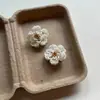Elegante Colar de Camélia Estilo Francês para Mulheres, Brincos de Flor de Pérolas Feitos à Mão, Corrente de Clavícula Trançada de Alta Qualidade