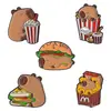 Capivara Fofa Série Capivara Hambúrguer Batata Frita Coca-Cola Padrão Desenho Animado Decoração Personalizada Emblema de Metal