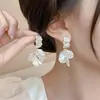 Pendientes de Borla Larga con Forma de Pétalo de Concha Estilo Retro Hong Kong de Gama Alta para Mujer Pendientes Estilo Francés Pendientes