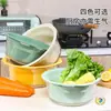 Tina de Lavado de Verduras de Doble Capa para Cocina Doméstica, Cesta Grande de Plástico para Escurrir, Cesta Transparente para Lavar Frutas y Verduras