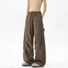 En stock Verano 2026 Estilo Japonés Talla Grande Modernos Casual Pantalones Casuales de Hielo de Seda con Pliegues y Parches para Hombre K6824-