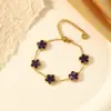 Pulseira de Trevo de Cinco Folhas Dopamina Dupla Face Versão Alta Transfronteiriça Luxo Leve Simples Senso Avançado 18k Não Desbota Cor Joga