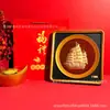 Adorno Cuadrado de Oro Sólido Estilo Chino - Decoración Artesanal de Mesa "Navegación Fluida", Souvenir de Negocio, Venta al por Mayor Personalizada