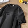 Camiseta masculina de manga curta com estampa de aço, estilo americano, de marca da moda, solta e estilosa, para adolescentes, de meia manga